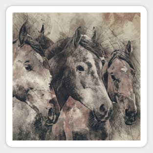 Horses Abstract Neutral Color Horse Lover Art Sticker